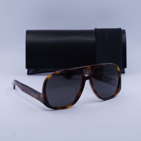 Saint Laurent SL652/F SOLACE 002 Aviator Sunglasses - Havana/Black - Picture 8 of 9